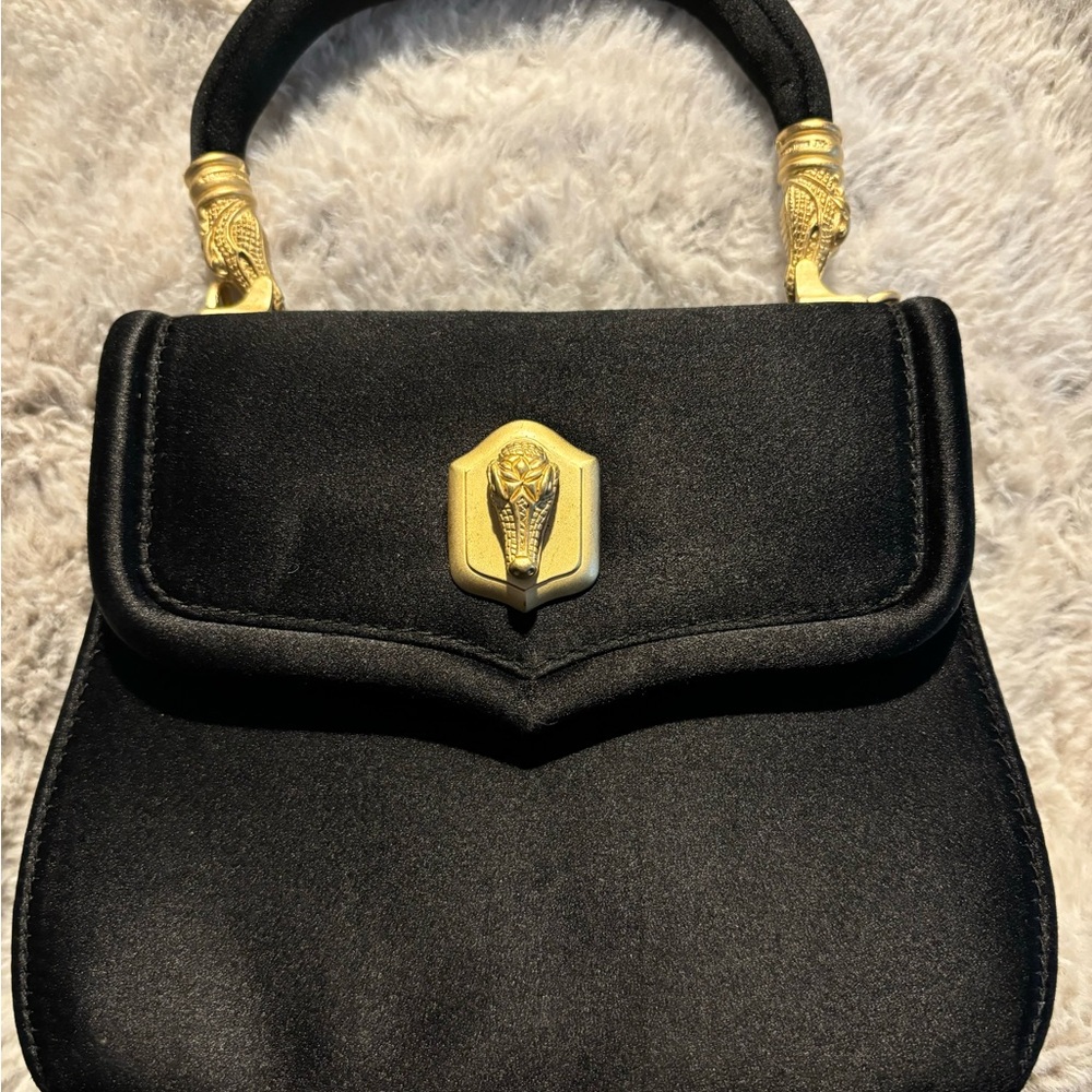 *BARRY KIESELSTEIN CORD* ICONIC MINI BLACk FABRIC ALLIGATOR TROPHY BAG VERY RARE
